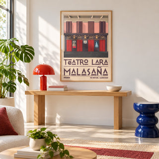 Teatro Lara Wall Art shown in a minimalist living room with an oak console (frame not included)
