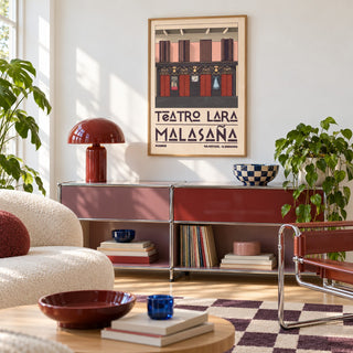 Teatro Lara Wall Art shown in a retro lounge corner (frame not included)
