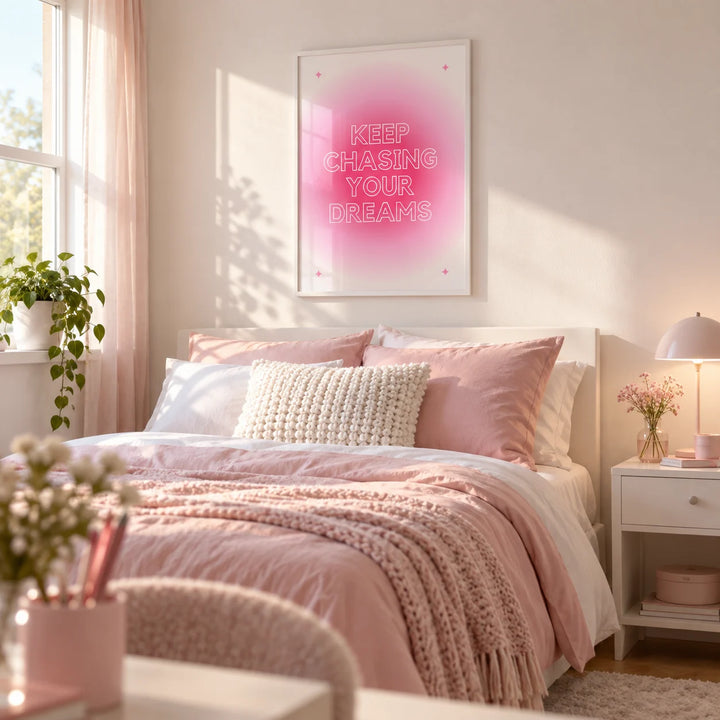 Teenage Girl Gifts, framed on the wall of a bright teenage bedroom for a 15 year old girl