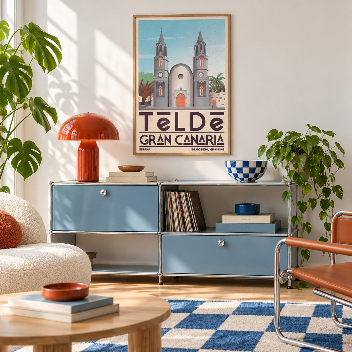 Telde Gran Canaria Art Print shown in a retro lounge corner (frame not included)