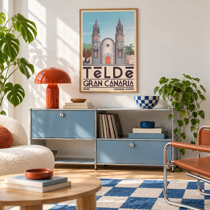 Telde Gran Canaria Art Print shown in a retro lounge corner (frame not included)