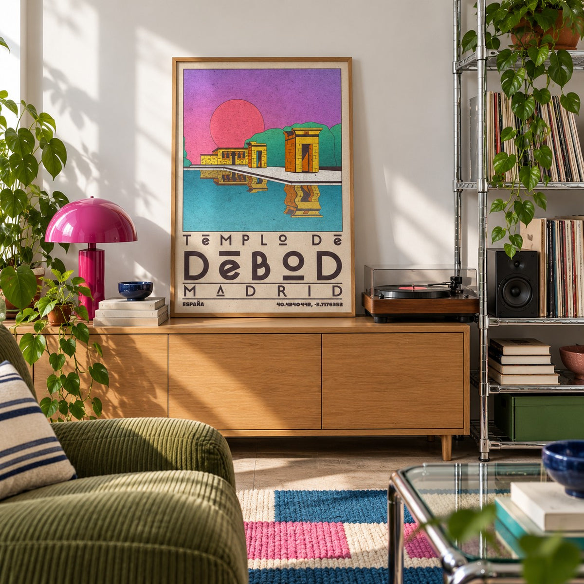Templo De Debod Art Print shown in a creative reading corner (frame not included)