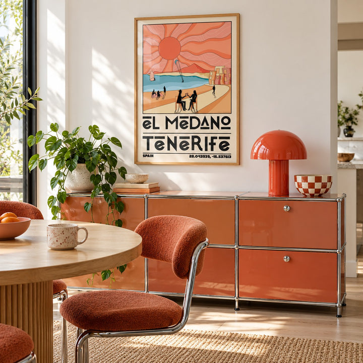Tenerife Travel Poster shown in a retro breakfast nook (frame not included)