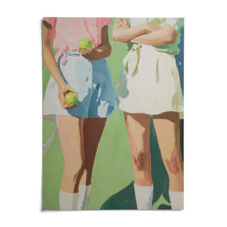 Tennis Girls Art Print, shown as an unframed paper print on a plain white background