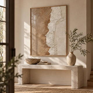 Textured Art Print, framed on the wall of a calm entryway
