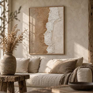 Textured Art Print, framed on the wall of a wabi-sabi living room