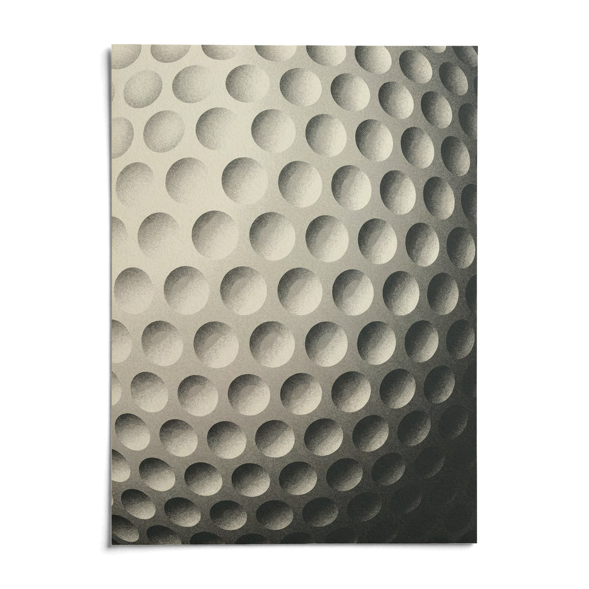 Textured Golf Ball Art Print, shown as an unframed paper print on a plain white background