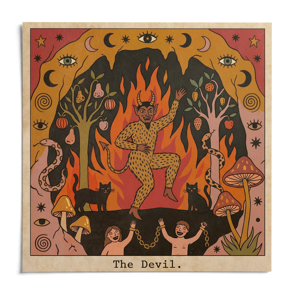 The Devil Tarot Card Art, shown as an unframed paper print on a plain white background