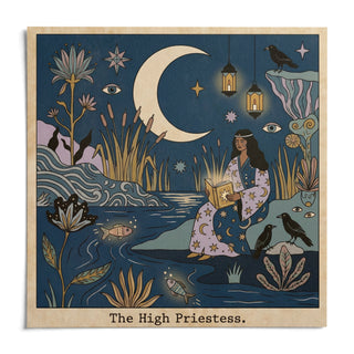The High Priestess Tarot Card Art, shown as an unframed paper print on a plain white background