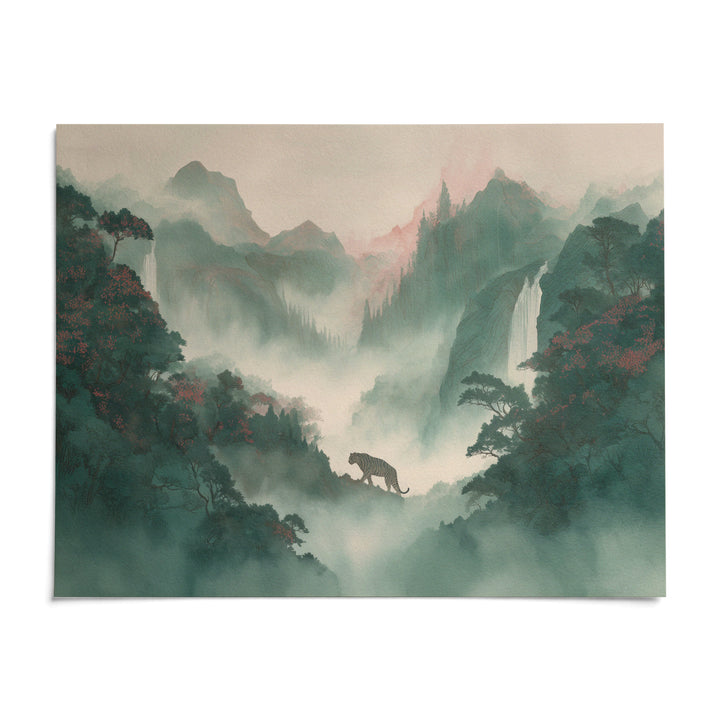 Tiger Landscape Wall Art, shown as an unframed paper print on a plain white background
