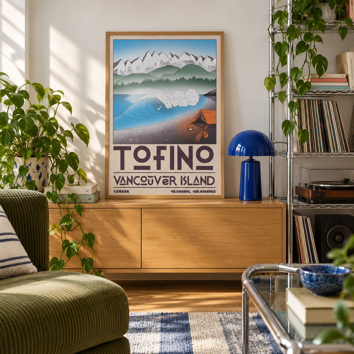 Tofino Landscape Art Print shown in a creative reading corner (frame not included)