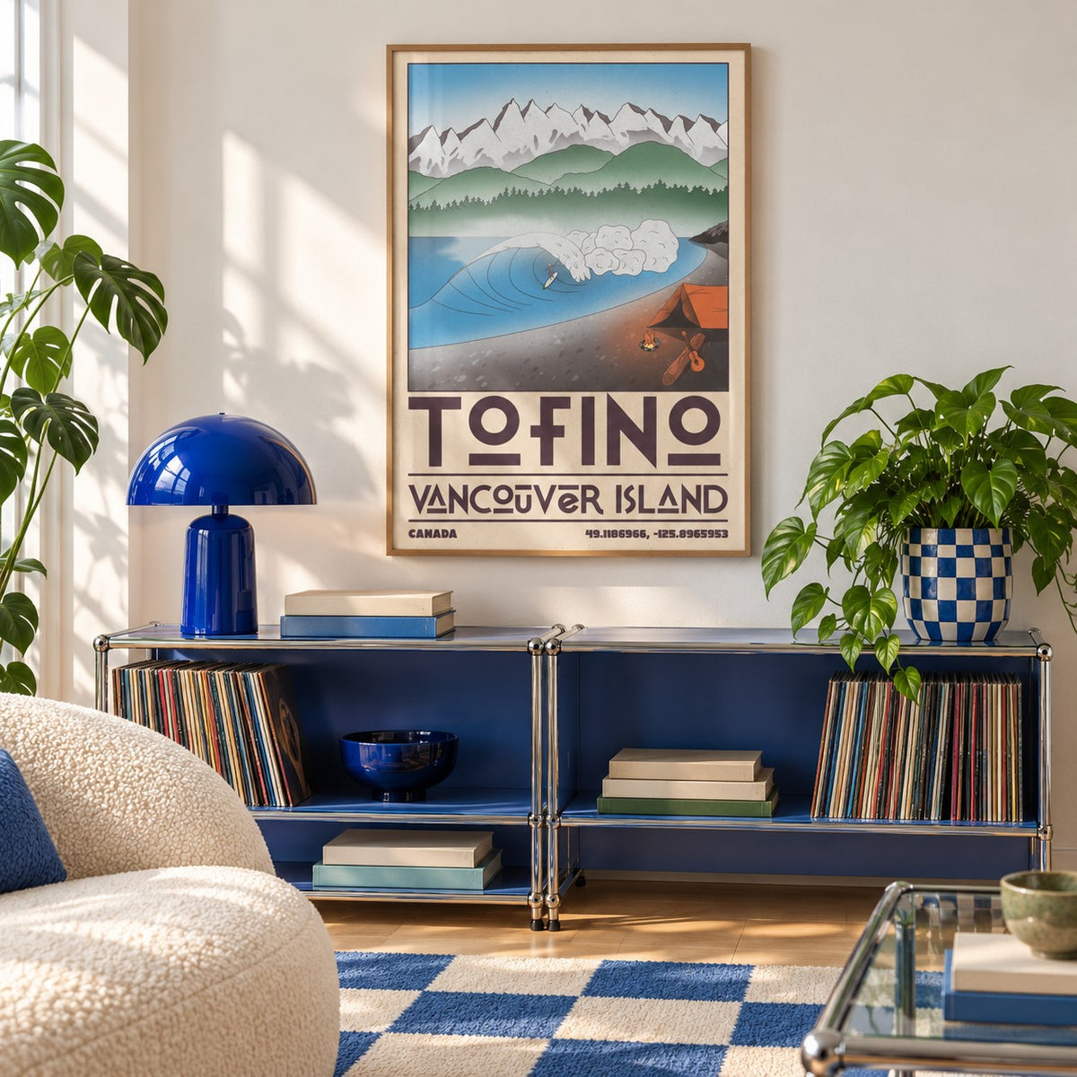 Tofino Landscape Art Print shown in a playful living room with a modular console (frame not included)