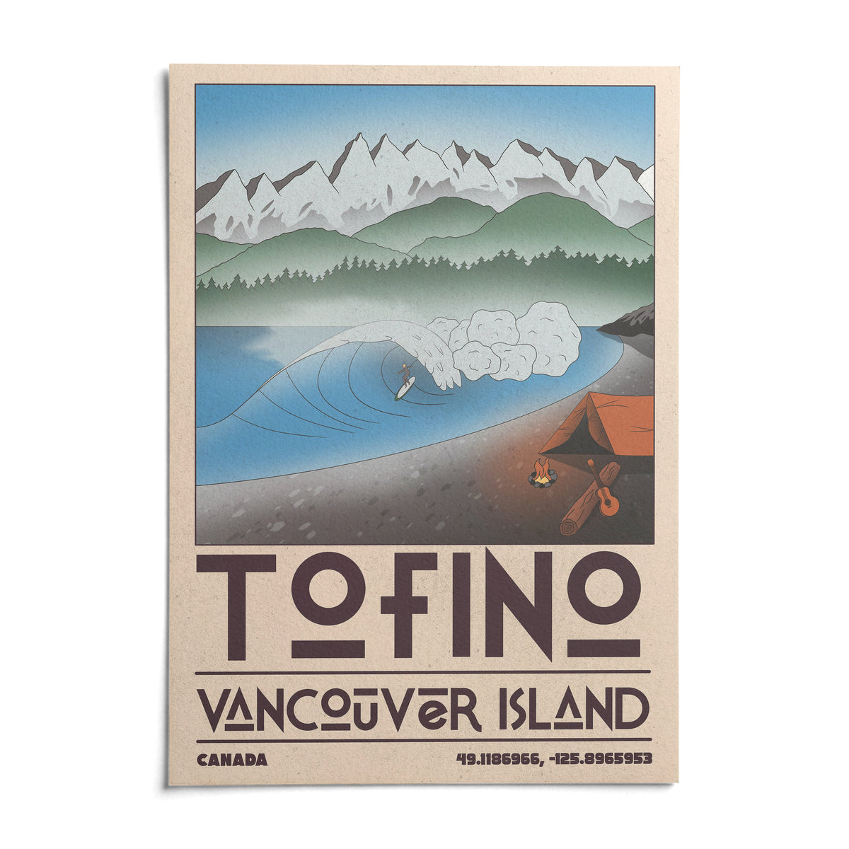 Tofino Landscape Art Print, shown as an unframed paper print on a plain white background