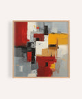 Colorful Abstract Poster Art in red, yellow, and gray for living room wall art