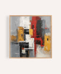 Red and Yellow Abstract Poster with gray tones for living room wall art