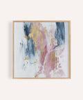 Pink and Blue Abstract Print with gold for living room wall art