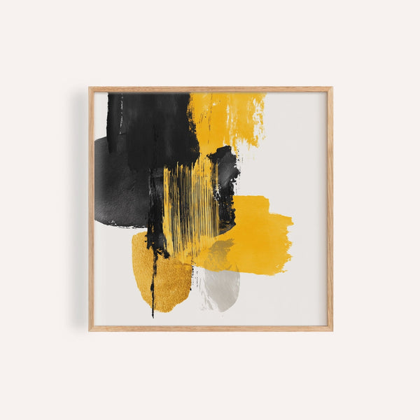 Abstract Poster Art with yellow and black for living room wall art