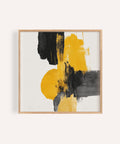 Abstract Square Art Print in yellow and black for living room wall art