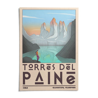 Torres Del Paine Art Print, shown as an unframed paper print on a plain white background