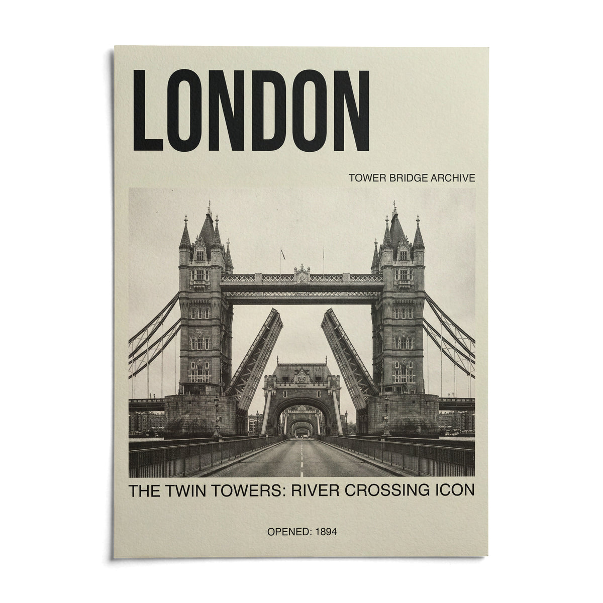 Tower Bridge Art Print, shown as an unframed paper print on a plain white background