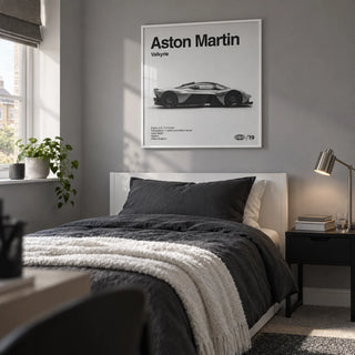 Track Hypercar Poster, framed on the wall of a young adult's single bedroom (18-24) in a UK family home