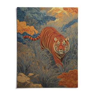 Traditional Japanese Tiger Art, shown as an unframed paper print on a plain white background