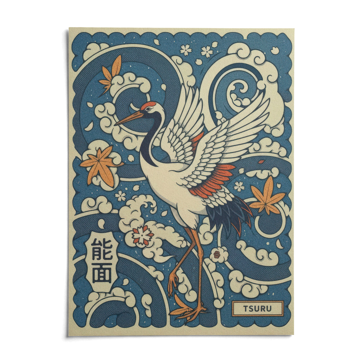 Traditional Tsuru Print, shown as an unframed paper print on a plain white background