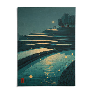 Tranquil Rice Field Poster, shown as an unframed paper print on a plain white background