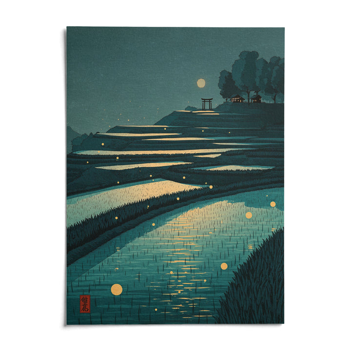 Tranquil Rice Field Poster, shown as an unframed paper print on a plain white background