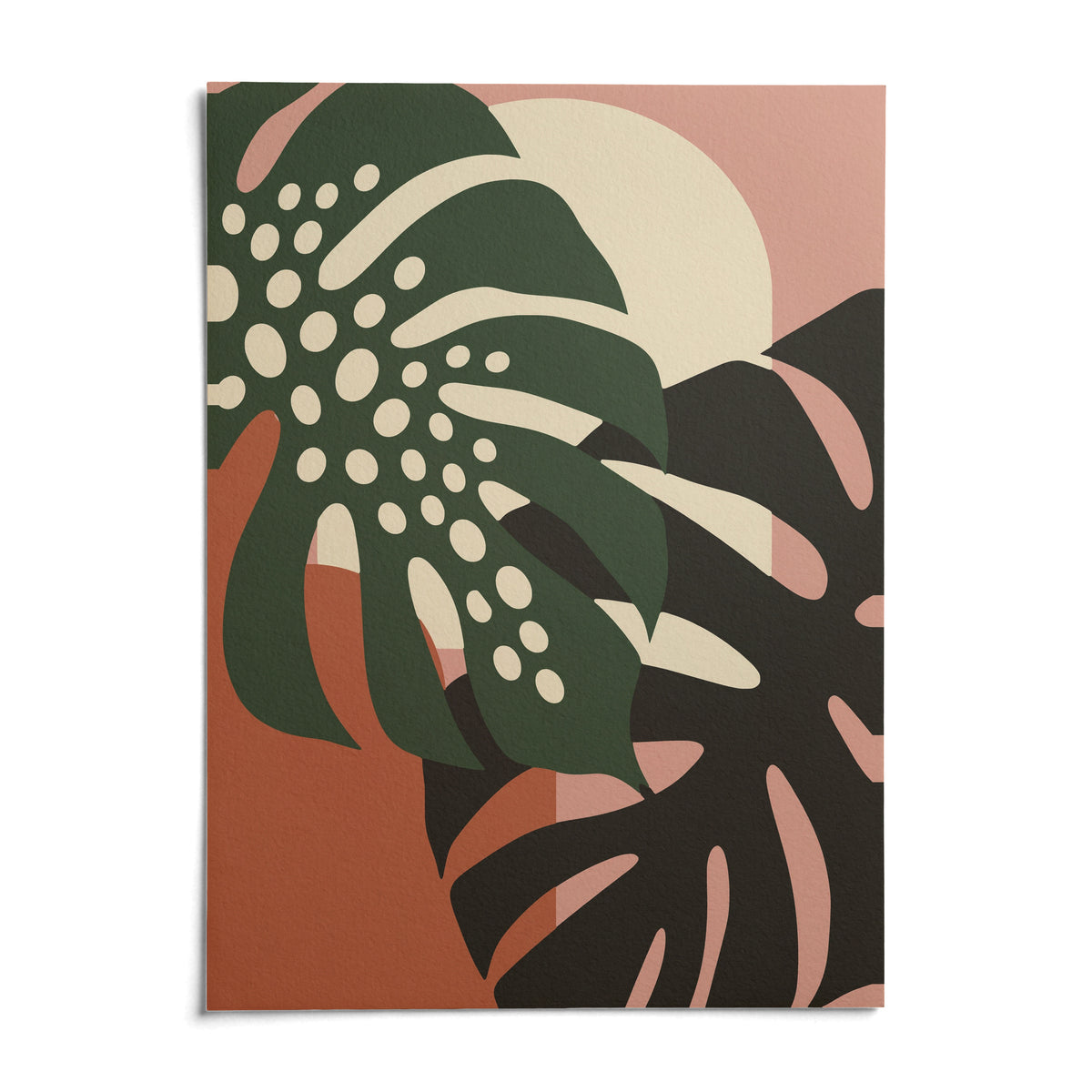 Tropical Leaf Print, shown as an unframed paper print on a plain white background