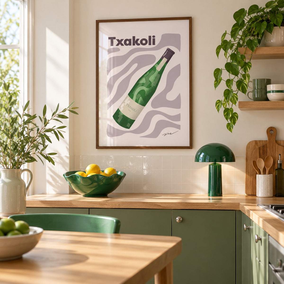 Txakoli Poster above the worktop in a minimalist kitchen (frame not included)