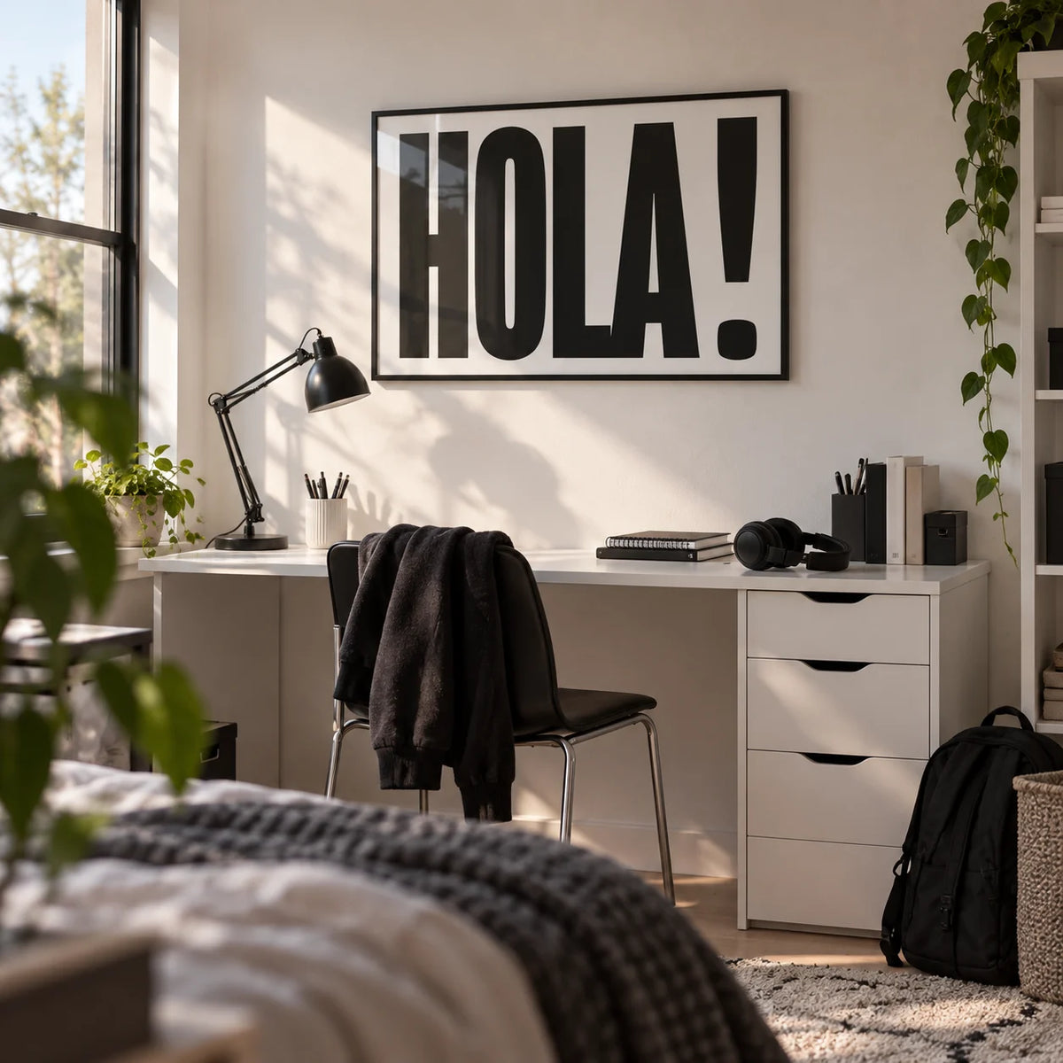 Typographic Posters, framed on the wall of a modern teenager's bedroom (14-17)