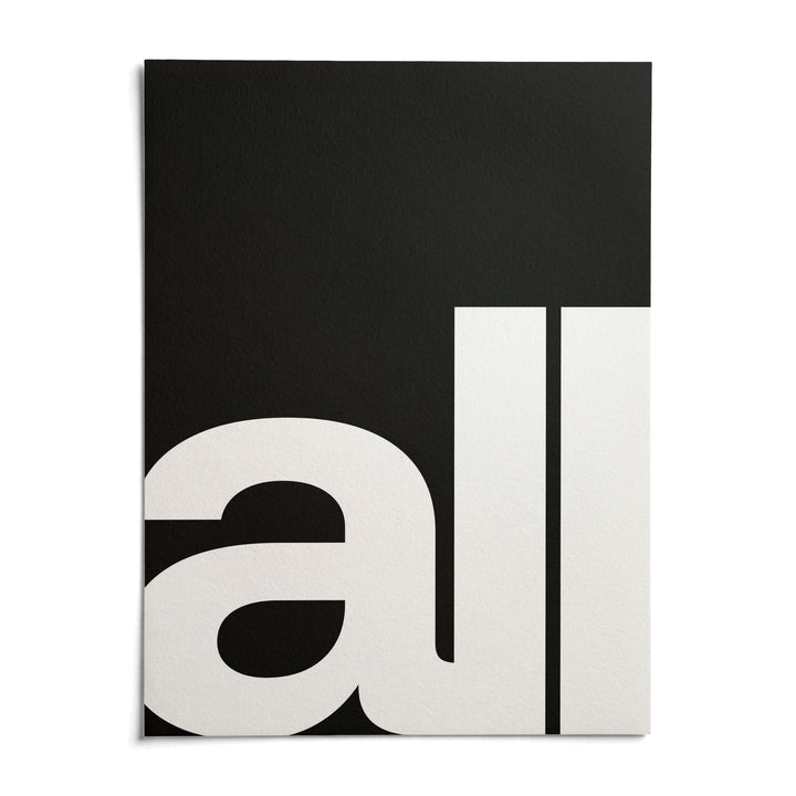 Typography Art Prints, shown as an unframed paper print on a plain white background