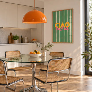 Typography Wall Art, framed on the wall of a modern kitchen dining area