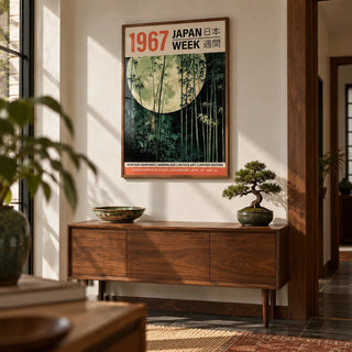 Ukiyo-e Prints, framed on the wall of a characterful hallway
