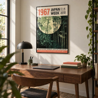 Ukiyo-e Prints, framed on the wall of a home office