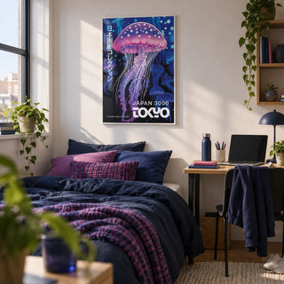 Under The Sea Decor, framed on the wall of a styled uni room (18-21) with a white wall in a bedroom