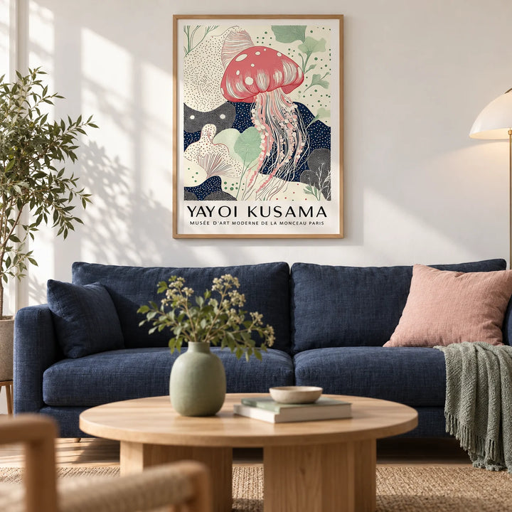 Unique Large Wall Art, framed on the wall of a calm modern living room with a soft white wall and a light oak floor