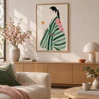 Unique Wall Art for Living Room, framed on the wall of a calm living room