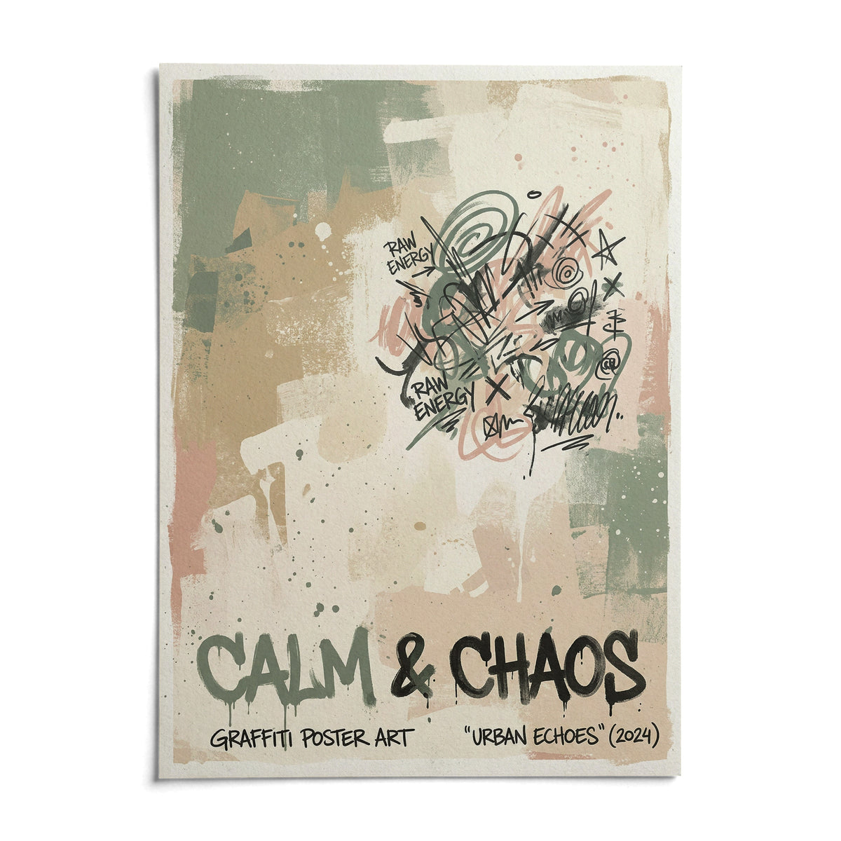 Urban Graffiti Art Print, shown as an unframed paper print on a plain white background