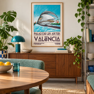 Valencia Architecture Print shown in a creative city apartment (frame not included)