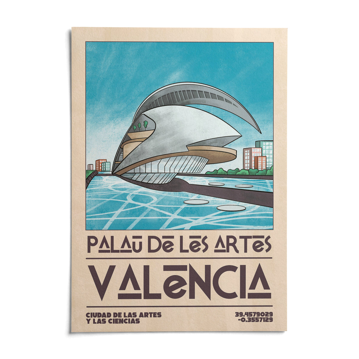 Valencia Architecture Print, shown as an unframed paper print on a plain white background
