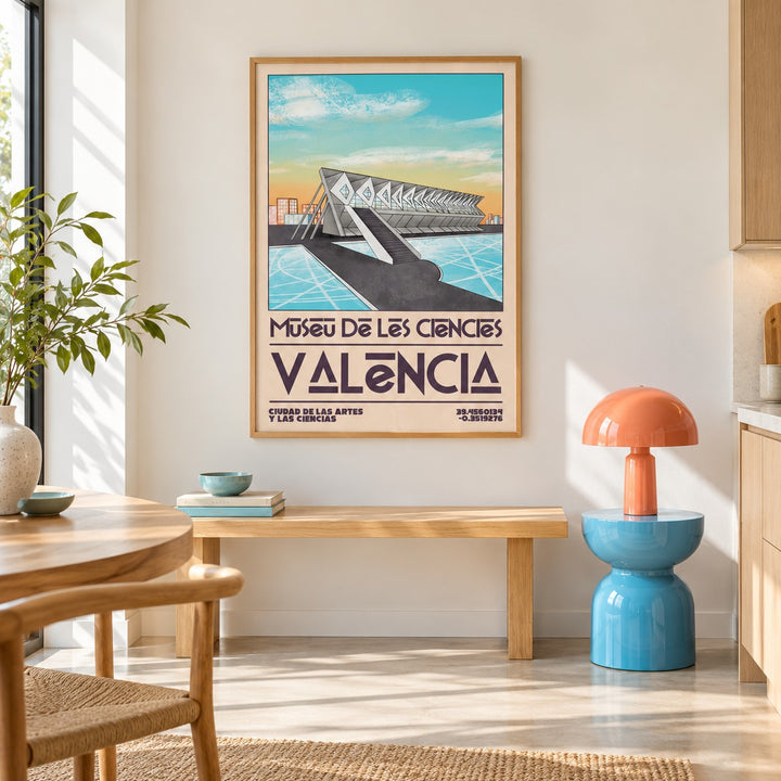 Valencia Art Print shown in a colourful minimalist room (frame not included)