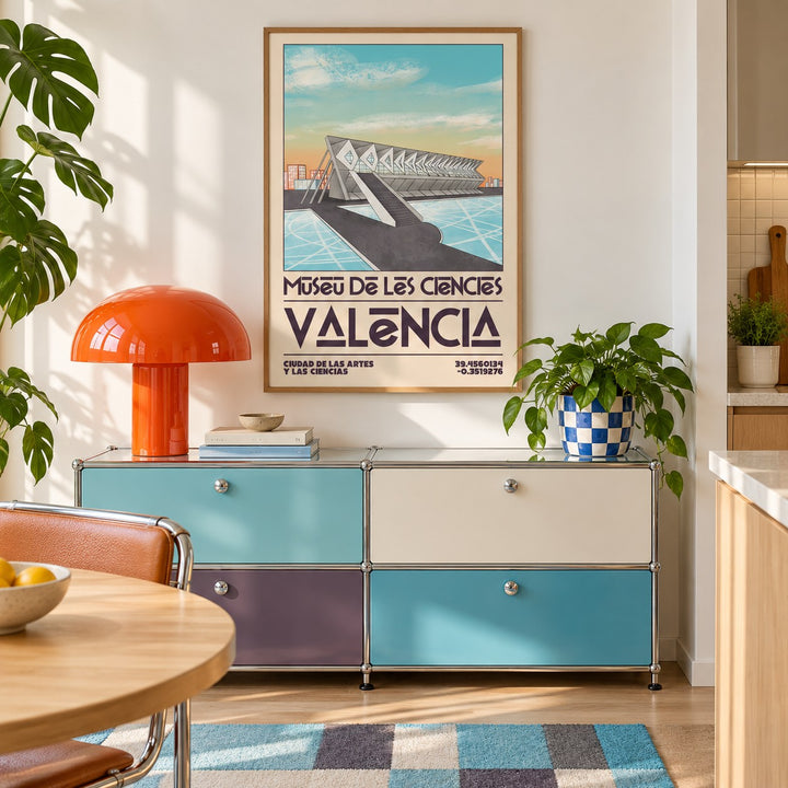 Valencia Art Print shown in a playful retro modern room (frame not included)