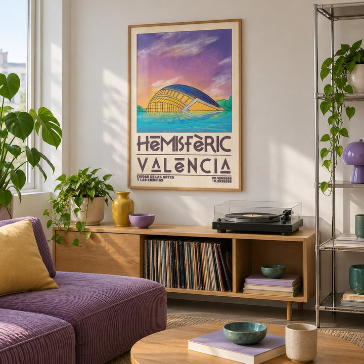 Valencia City Art Print shown in a creative city apartment (frame not included)