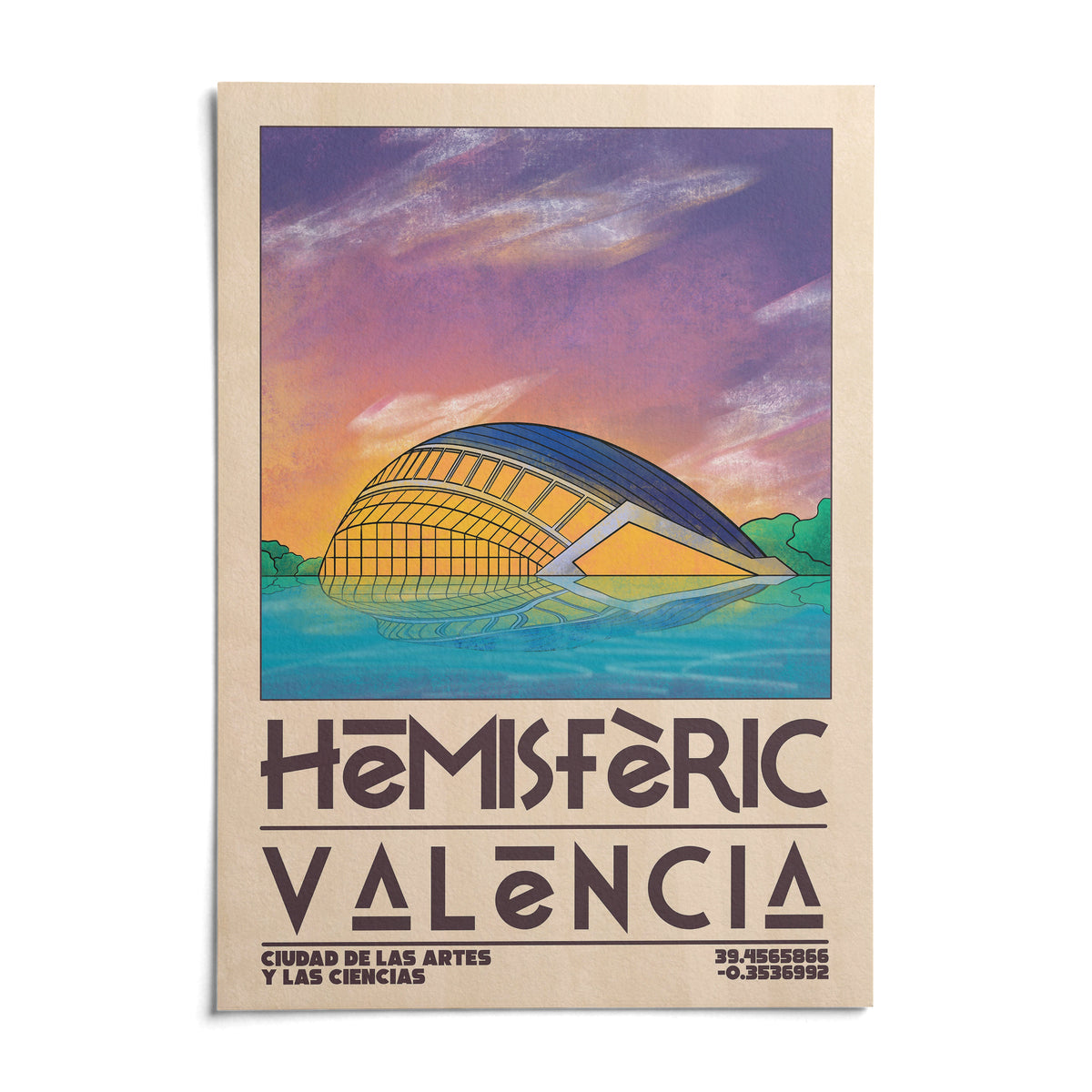 Valencia City Art Print, shown as an unframed paper print on a plain white background