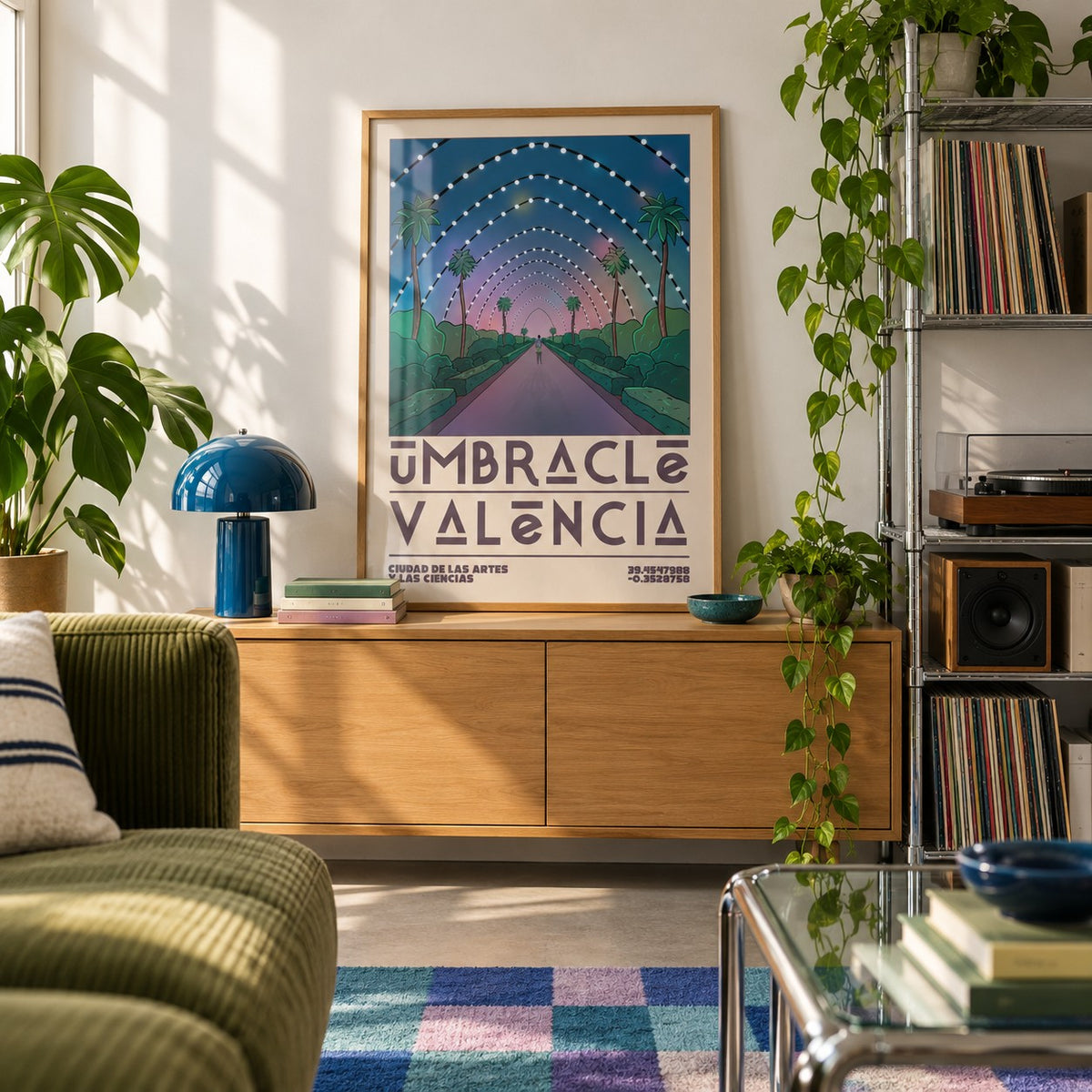 Poster Valencia shown in a creative reading corner (frame not included)