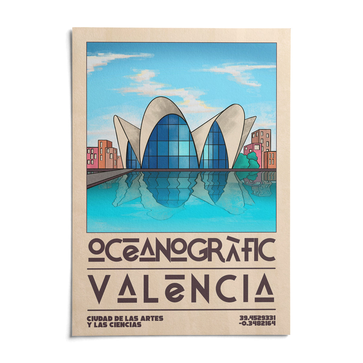 Valencia Oceanographic Art Print, shown as an unframed paper print on a plain white background