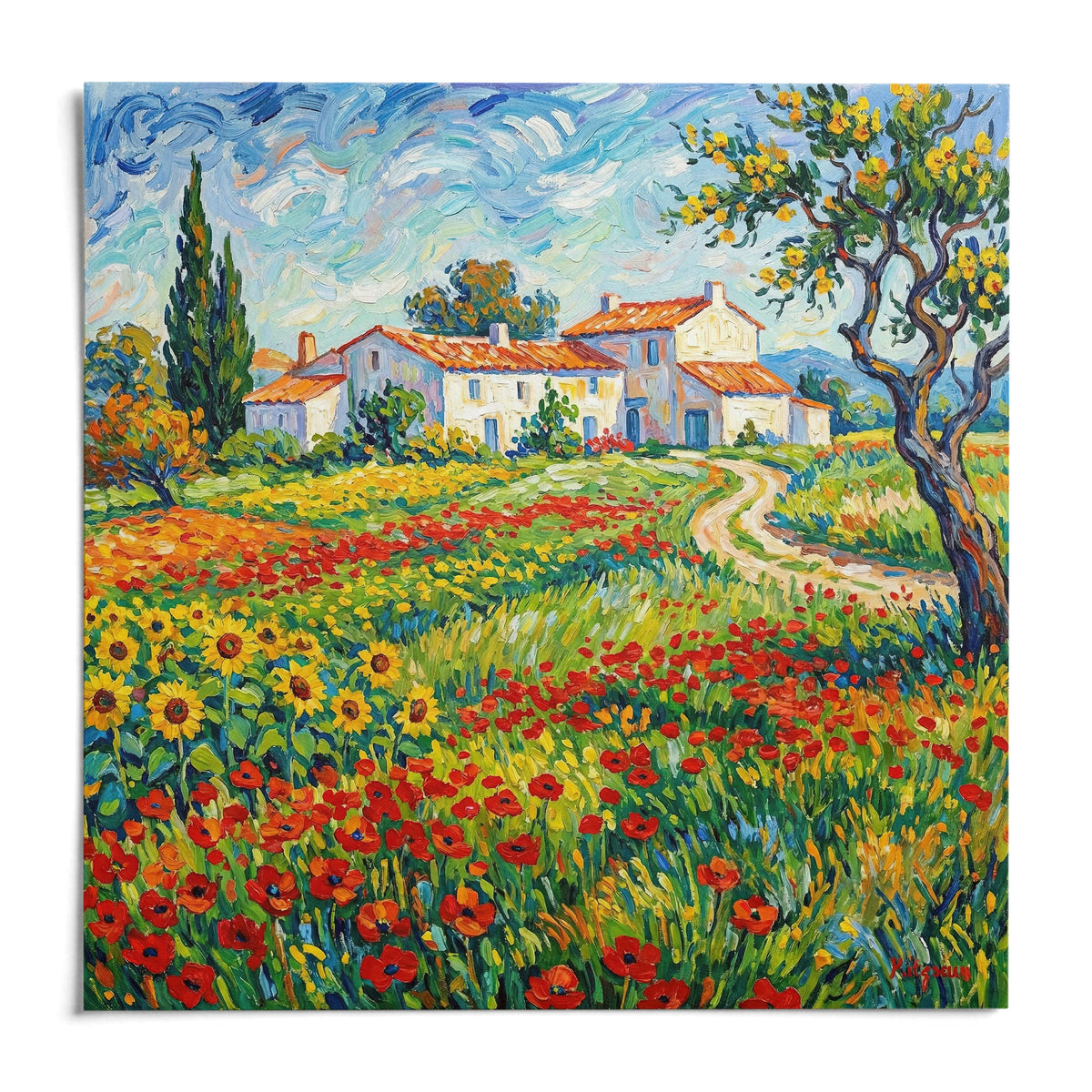 Van Gogh Painting, shown as an unframed paper print on a plain white background