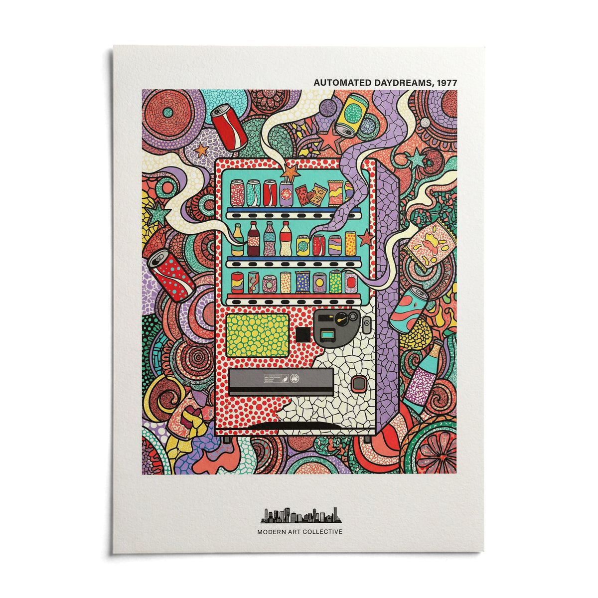 Vending Machine Art Print, shown as an unframed paper print on a plain white background